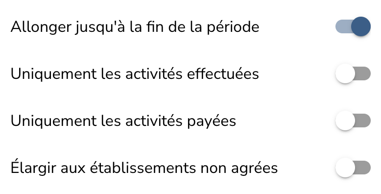 Détail des options des heures