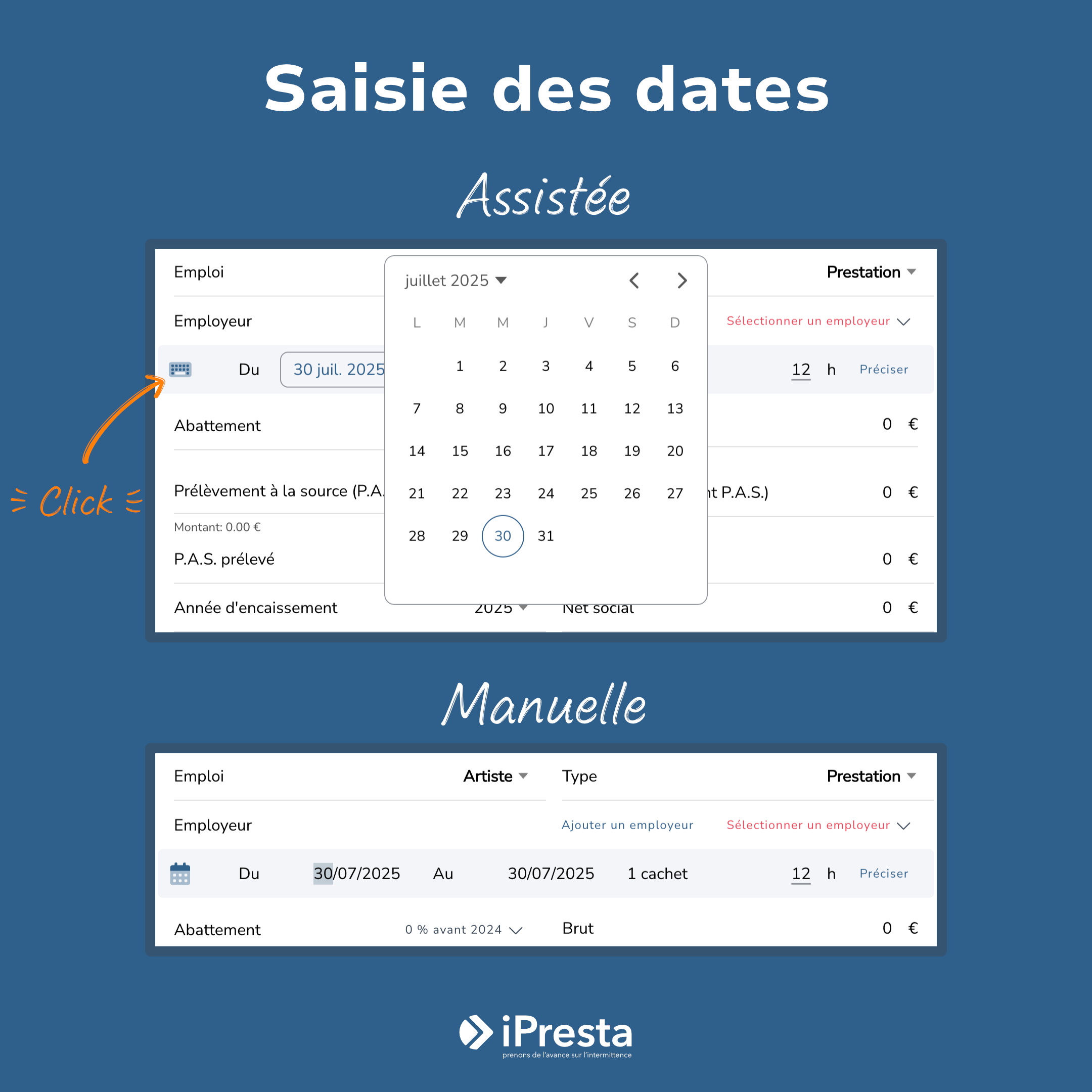 Saisie des dates