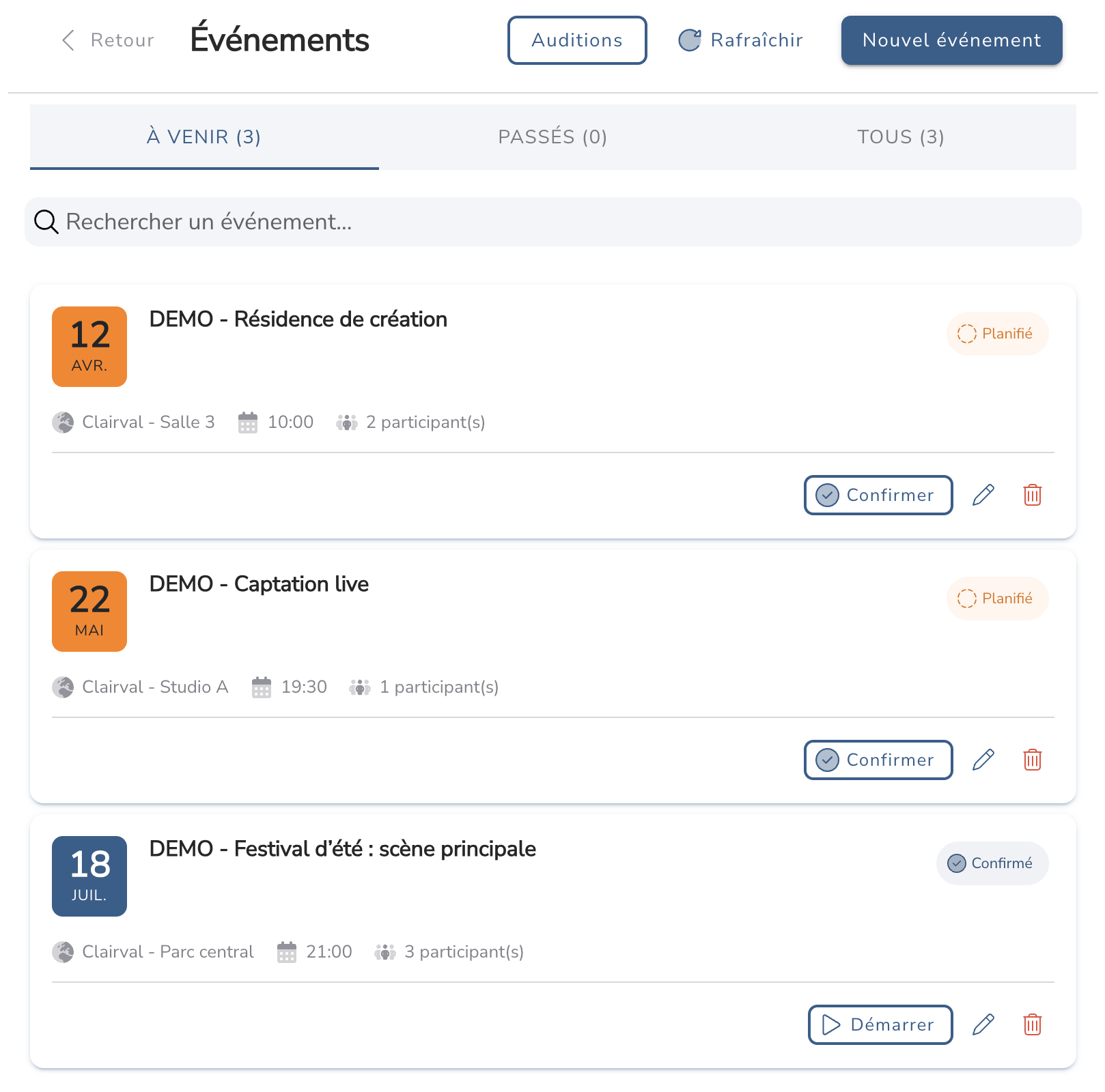 gestion-evenements Gestion des événements